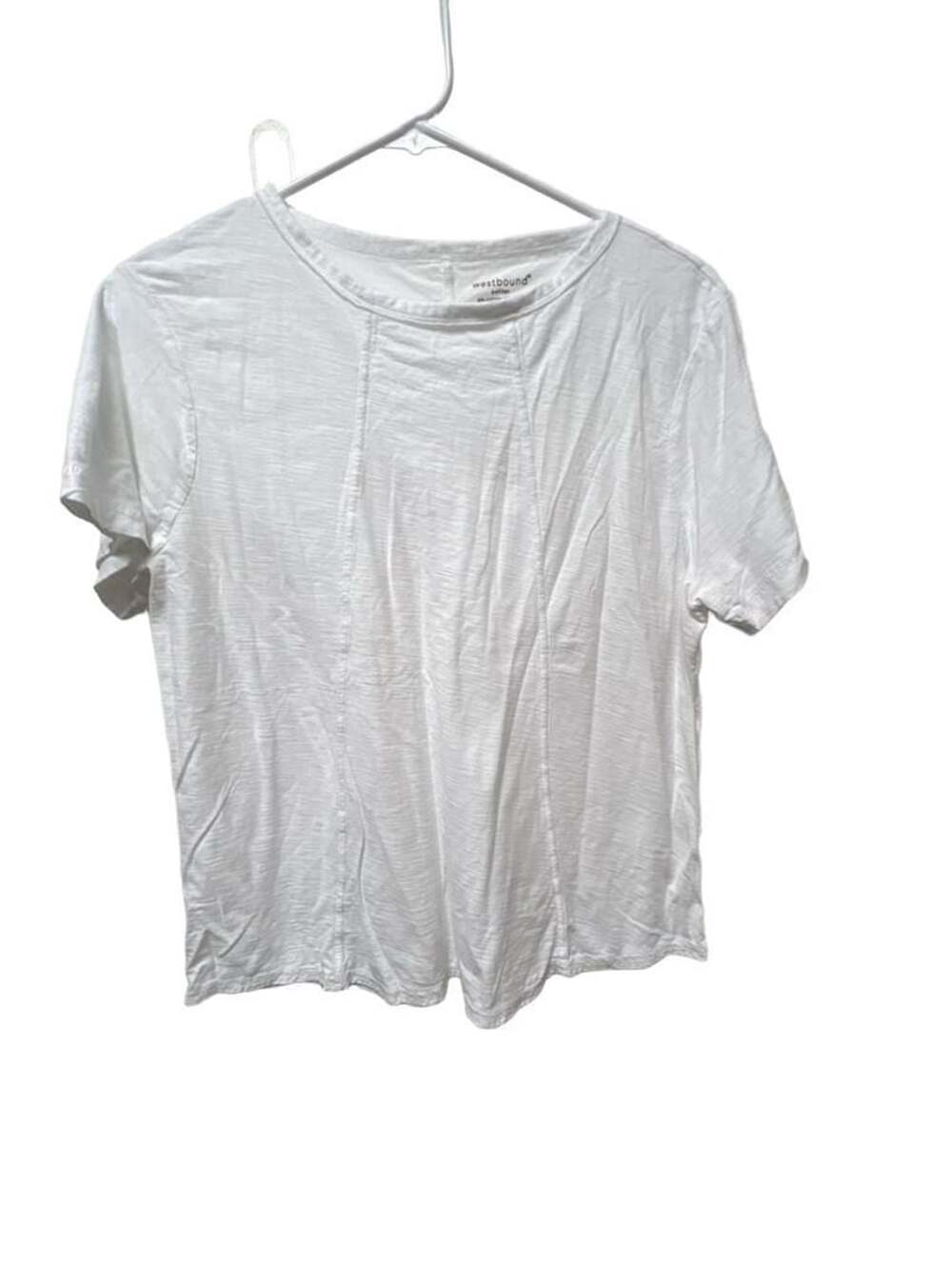Westbound Petites White Cotton Modal Seamed Short Sleeve T-Shirt